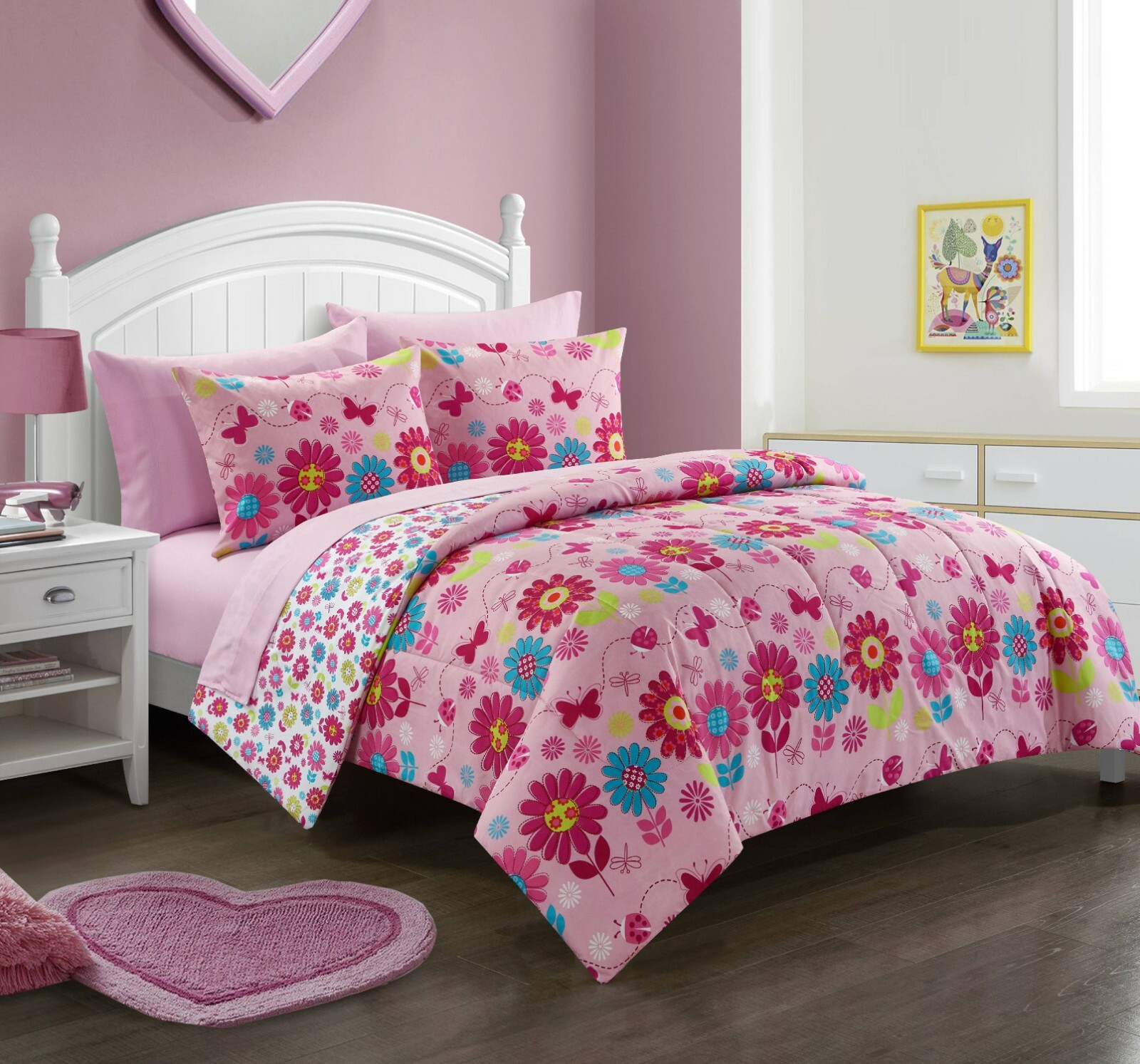 New Girls Kids Daisy Floral Bed in a Bag Complete Bedding ...