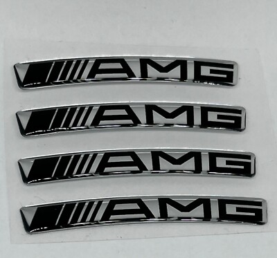 4pcs x Mercedes AMG stickers in silver for 16''-20'' Rims (73x10mm) 3D Domed