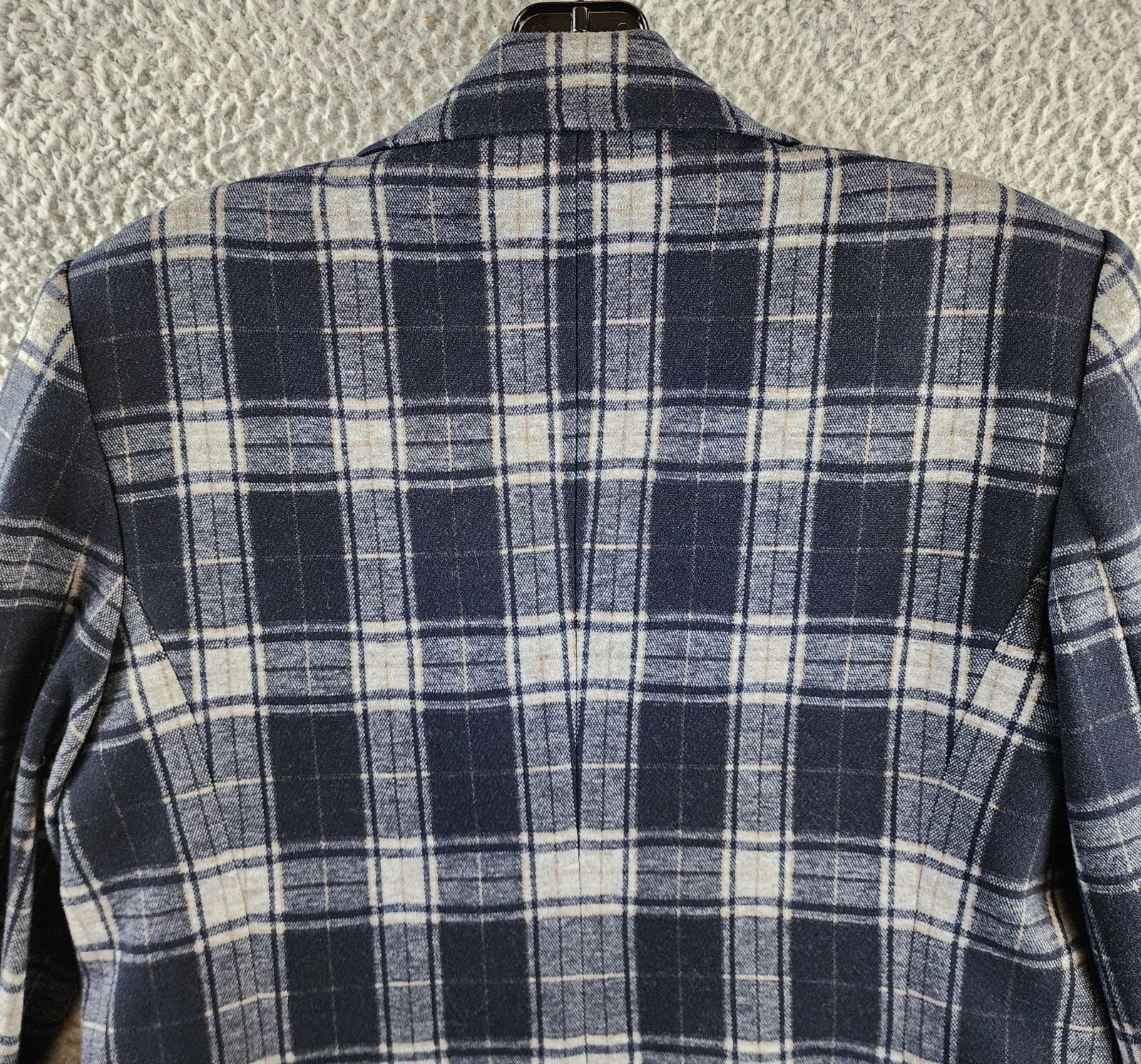 Calvin Klein X-Fit Plaid One-Button Blazer Women's 6 Navy Multicolor Long Sleeve - Picture 6 of 15