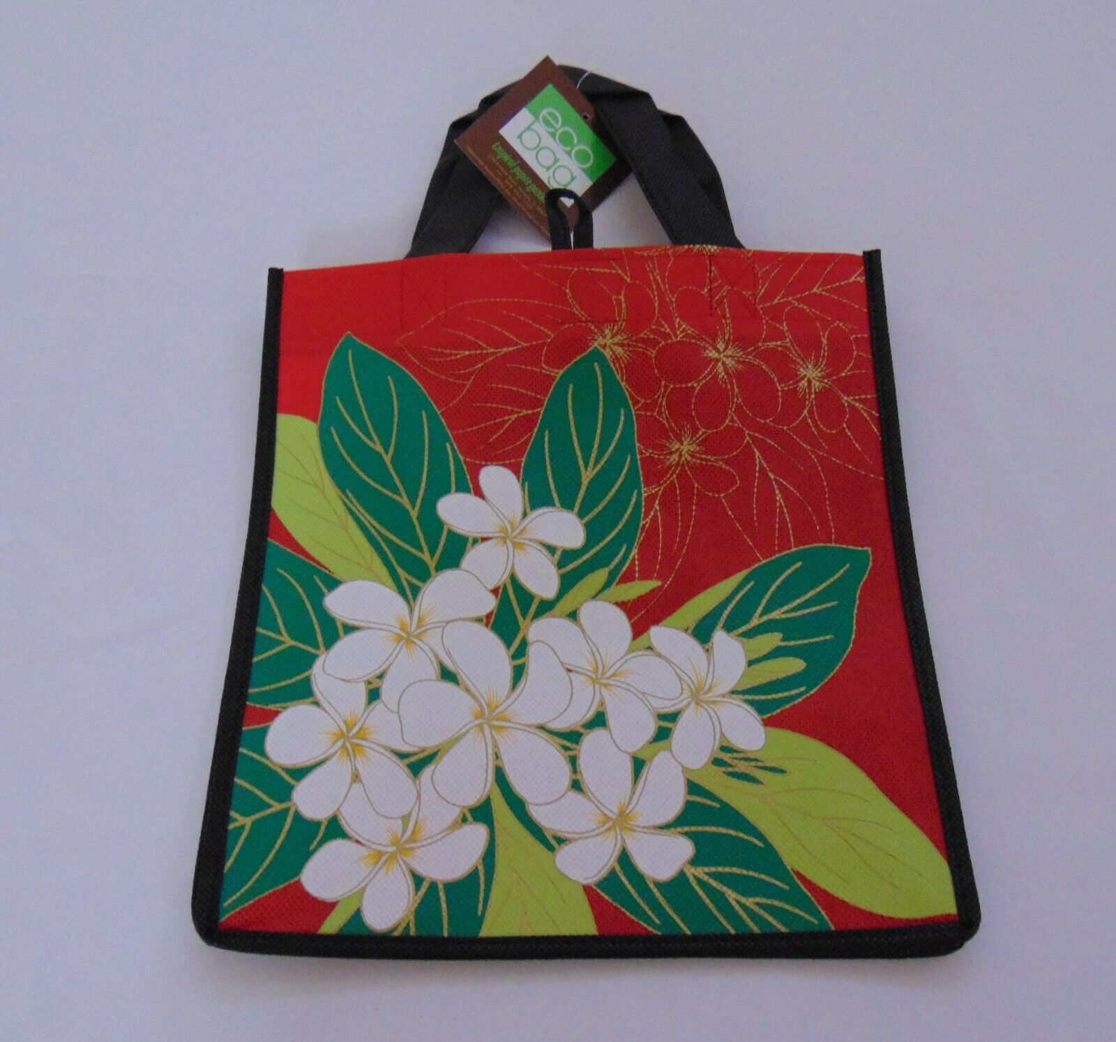 NWT Reusable Hawaiian Grocery Shopping Bag White Plumeria