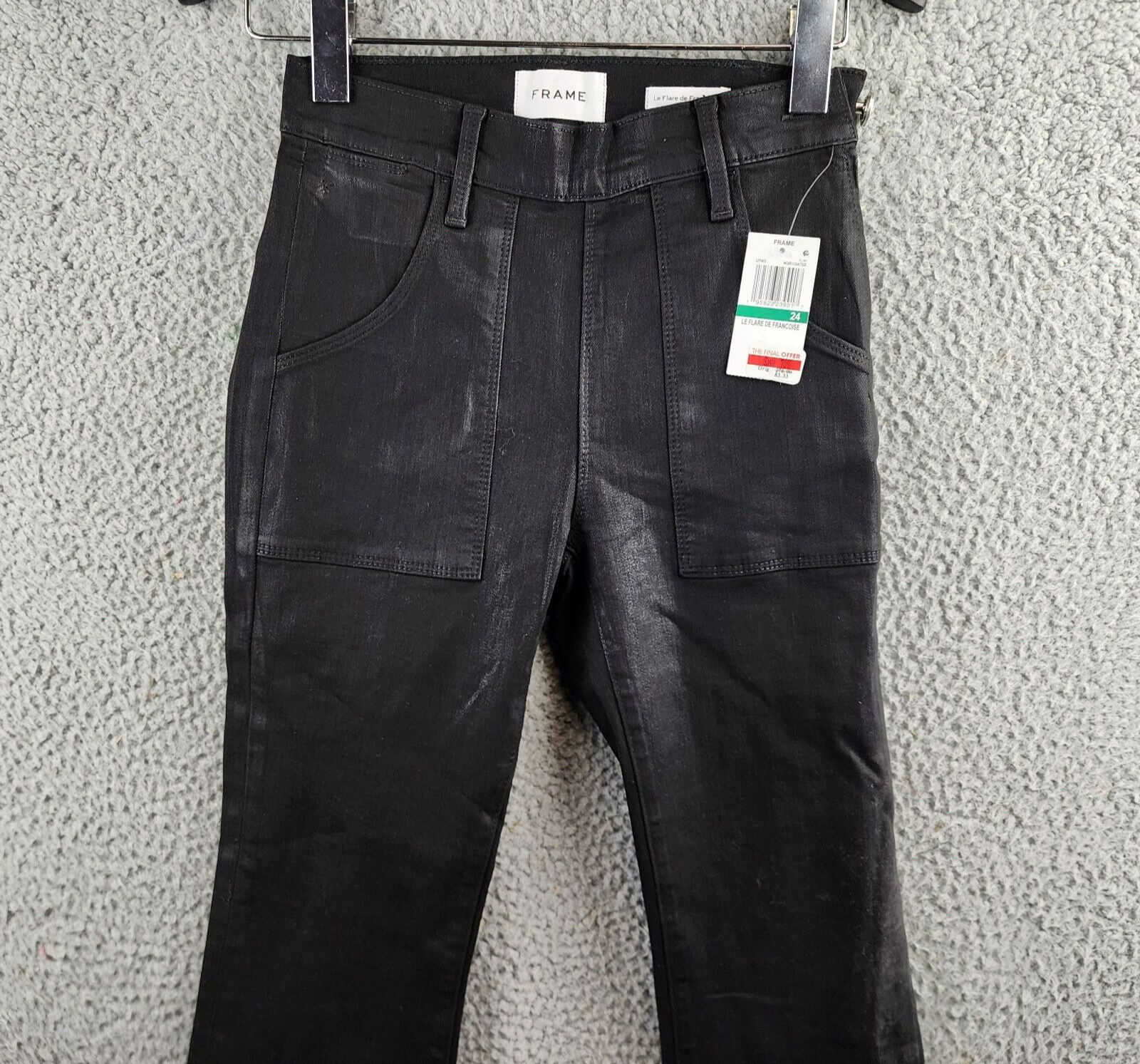 FRAME Le Flare De Françoise High Rise Stretch Flare Jeans Women's 24 Black - Picture 3 of 15