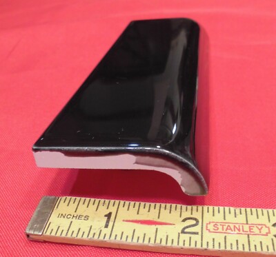 1 pc. Glossy Black 2'' X 6'' X 5/8'' Ceramic Radius Bullnose Tiles, Mud-Caps, New