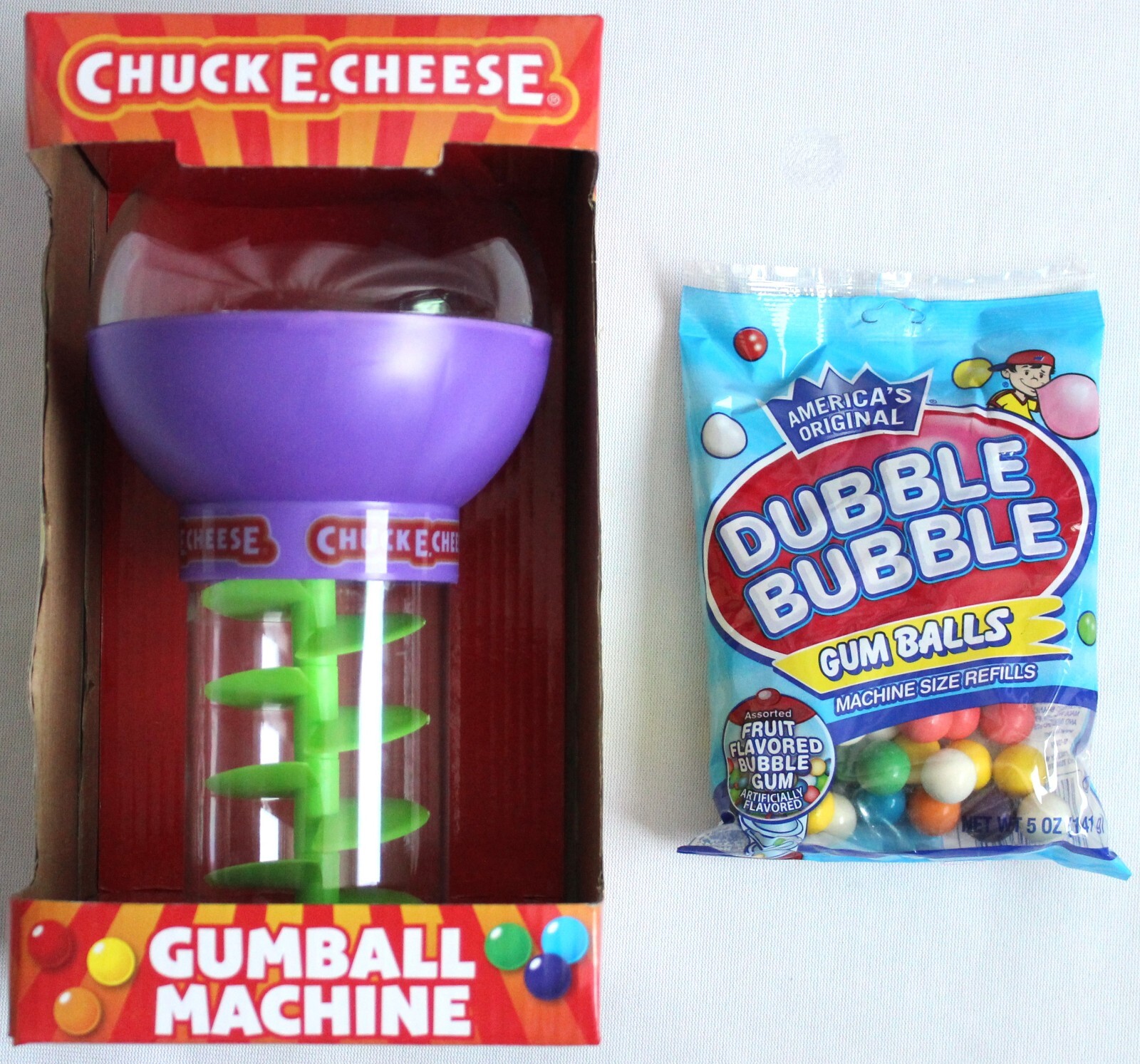 Chuck E. Cheese Gumball Machine w/ Dubble Bubble Gum Balls