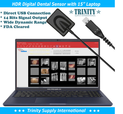 NEW Digital X-RAY Dental Intraoral Sensor Size 2 +Laptop 15'' + SOFTW+ FDA Clear