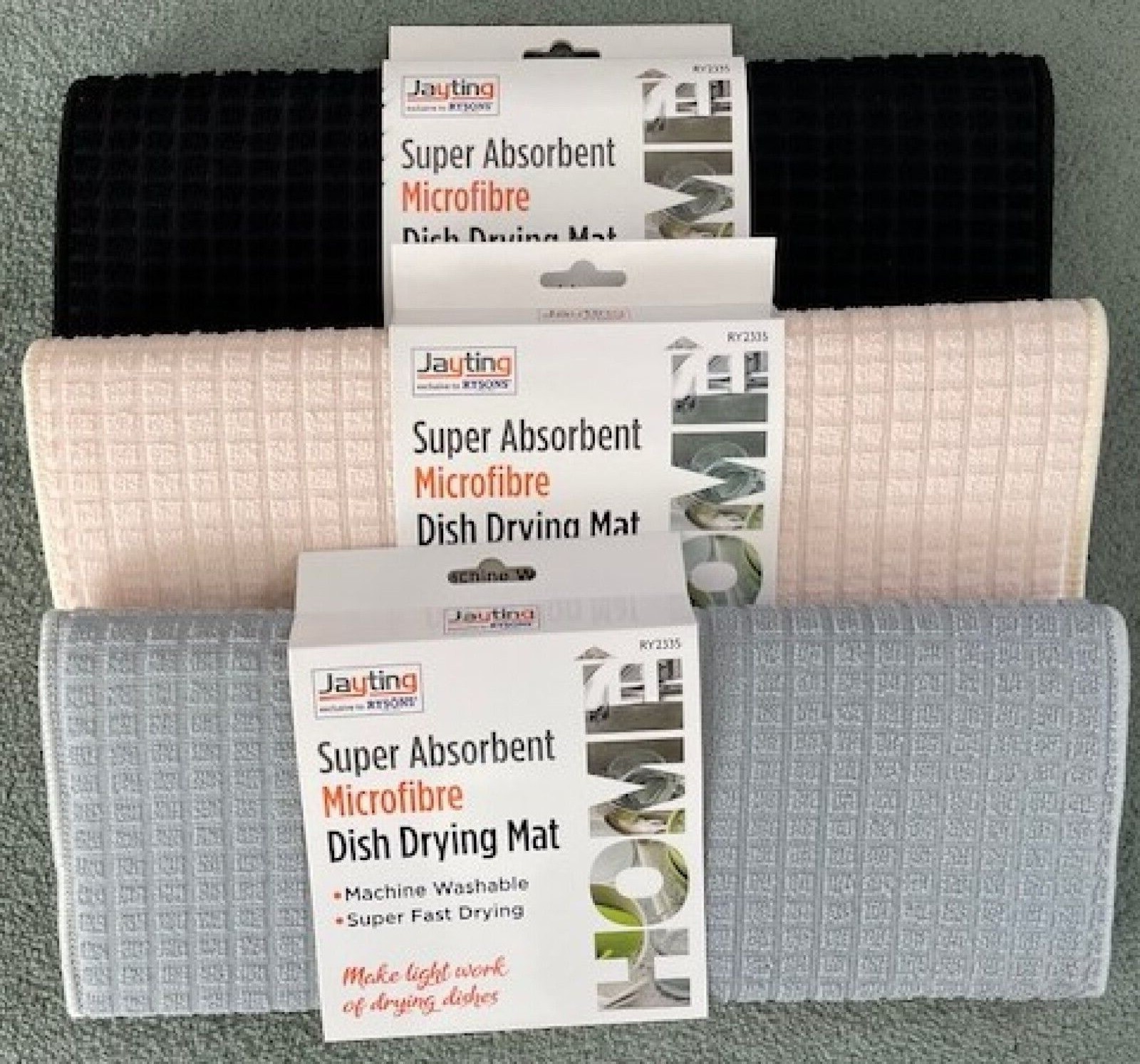 PLAIN COLOUR MICROFIBRE DISH GLASS DRYING MAT 50 X 37 CM KITCHEN SINK DRAINER