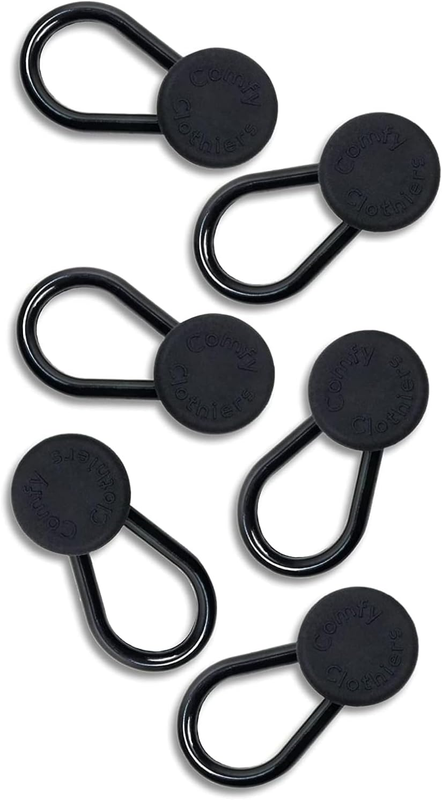 Unisex Flexible Button Waist Extenders (6-Pack, Black) - Adds 1-2 Inches to Pant