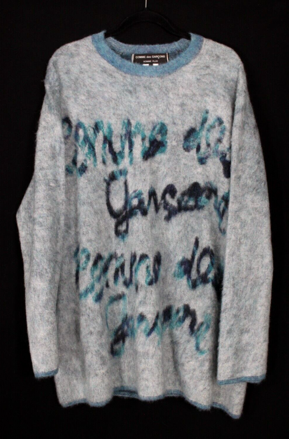 COMME DES GARCONS 2022 NWT Blue Mohair Logo Knit Oversized COMME DES GARCONS 2022 NWT Blue Mohair Logo Knit Oversized