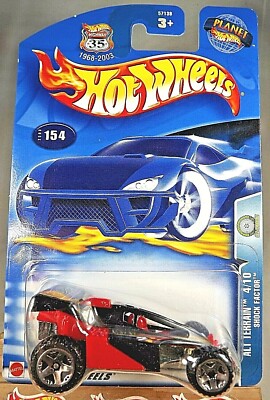 2003 Hot Wheels #154 Alt Terrain 4/10 SHOCK FACTOR Black/Red w/ORUT5 Spoke Whls
