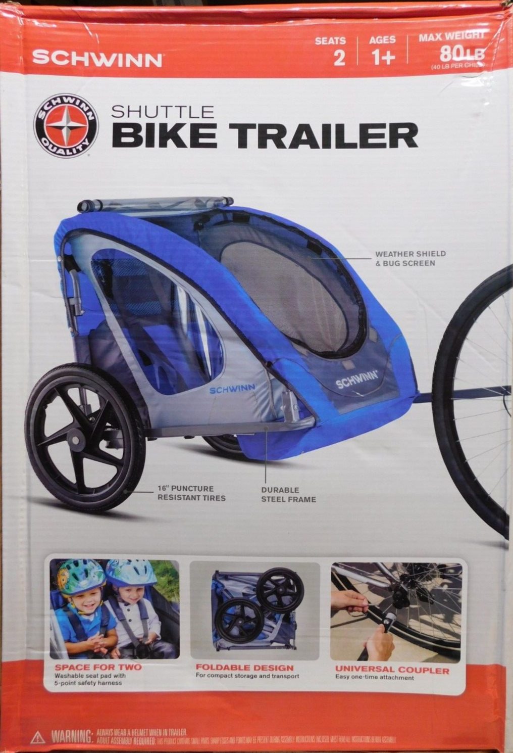 Schwinn Shuttle Bike Trailer-Model # 13-SC682WM-New With Box Damage