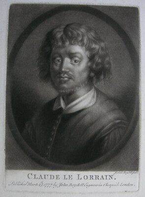 `PORTRAIT VON CLAUDE LORRAIN, CLAUDE GELLÉE, GELÉE´ J. BOYDELL, MEZZOTINT 1777