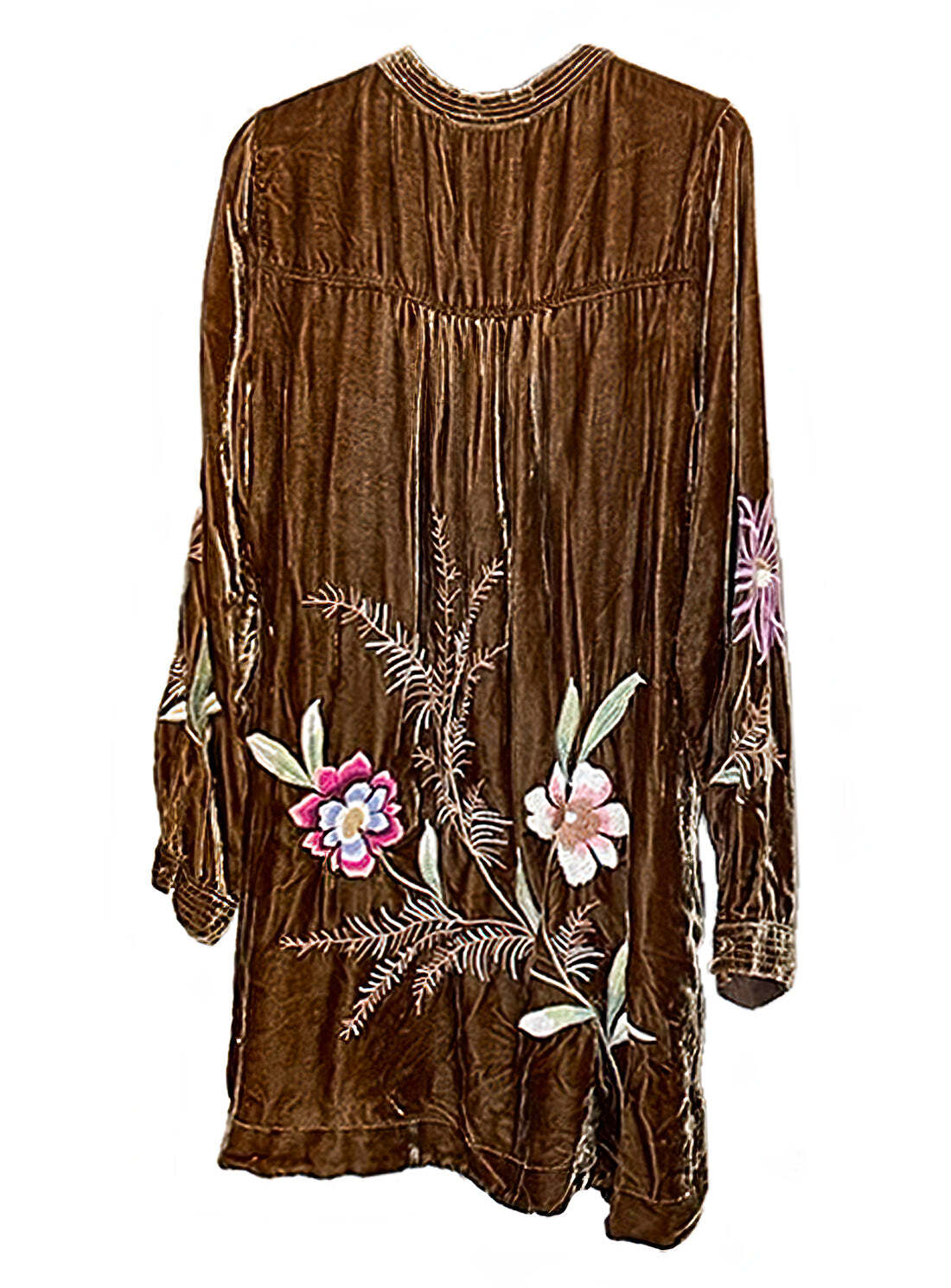 Pre-owned Johnny Was Meriah Relaxed Trapunto Tunic Long Sleeve Floral Golden Hour Top