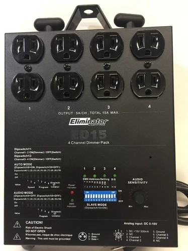 Eliminator Lighting ED-15 4-Channel DMX Lighting Dimmer Pack.  (A43)