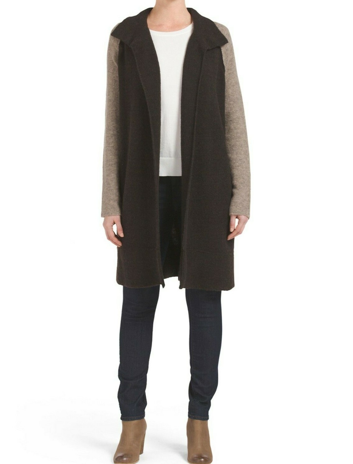 JAMES PERSE JAMES PERSE SZ2 (M) OFFEN DRAPIERT ZWEITON WOLLMANTEL DUNKELBRAUN