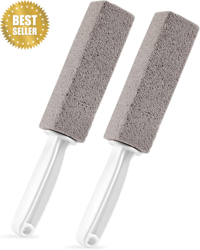 2 Packs Pumice Stone for Cleaning Brush with Handle, Scouring Stick Removes Hard