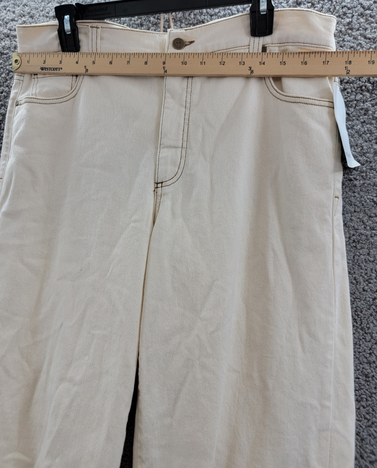 Karen Kane Cropped Wide Leg Jeans Women's 16 Natural 5 Pockets Zip/Button - Picture 6 of 16