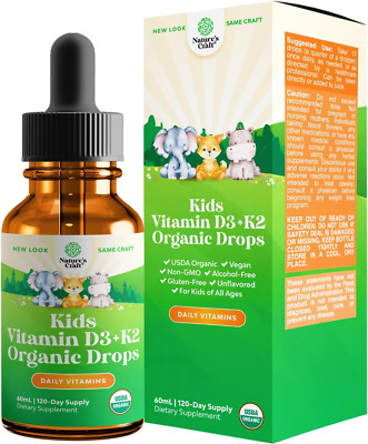 Liquid Vitamin D3 Drops for Kids - Organic Vitamin D for Kids and Babies with Vi