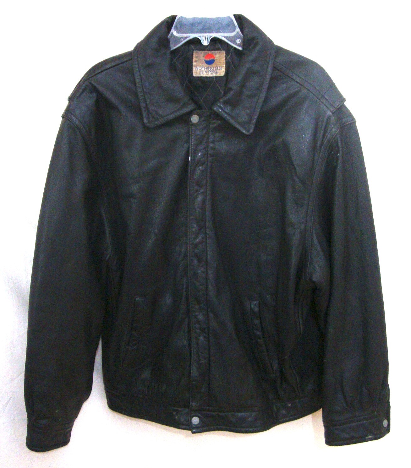 Vintage PEPSI Leather JACKET Motorcycle Black RARE Zip Front