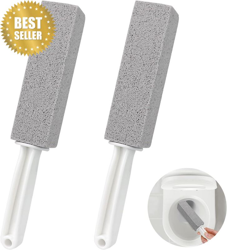 2 Pack Pumice Cleaning Stone with Handle, Toilet Bowl Cleaner Stains and Hard Wa