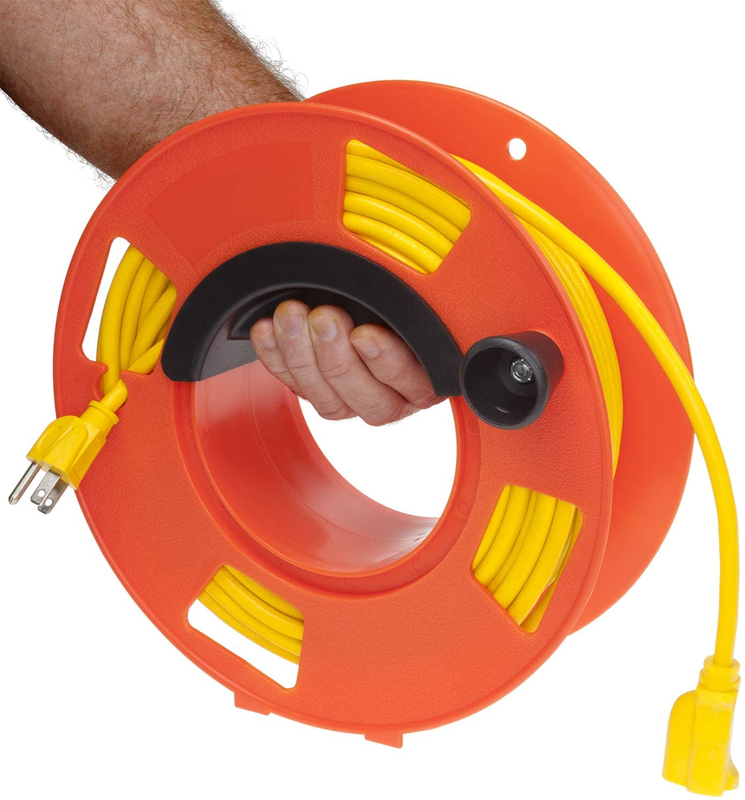 100 Ft Cord Extension Storage Reel Outdoor KW-110 Holder Heavy Duty Tangle Free