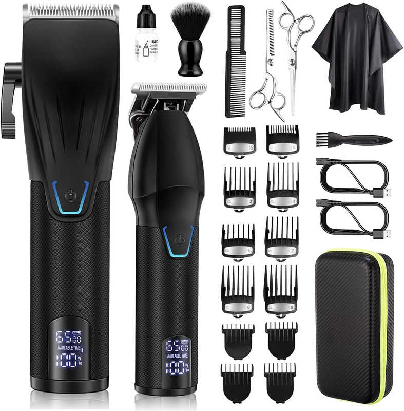 Professional Hair Clippers and Trimmer Kit for Men, Barber Clipper Set Cordless Hair Cutting, Beard Trimmer Grooming Haircut Kit
