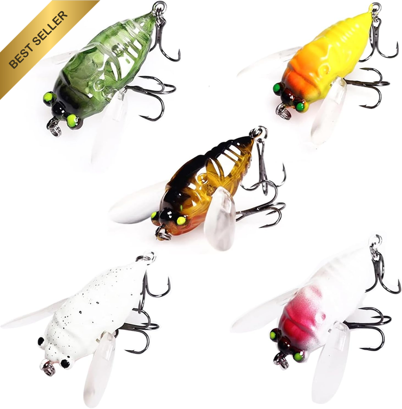 5Pcs Cicada Fishing Lure Hook, Simulating Fish Lures Baits, Life-Like Bait, Arti