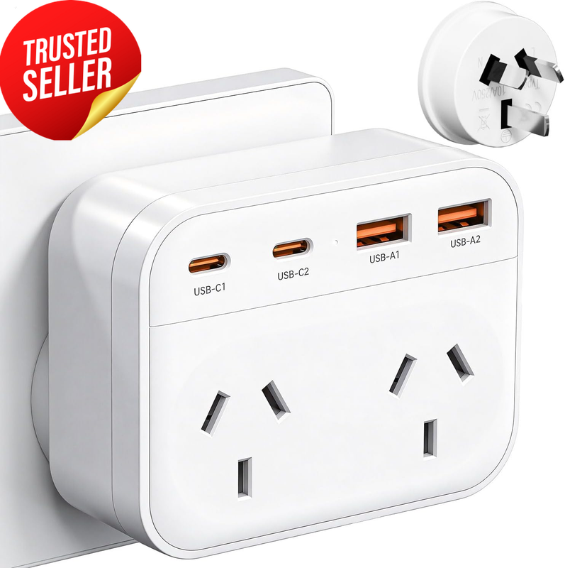 6-In-1 Power Adapter USB-C PD 20W Wall Plug Outlet