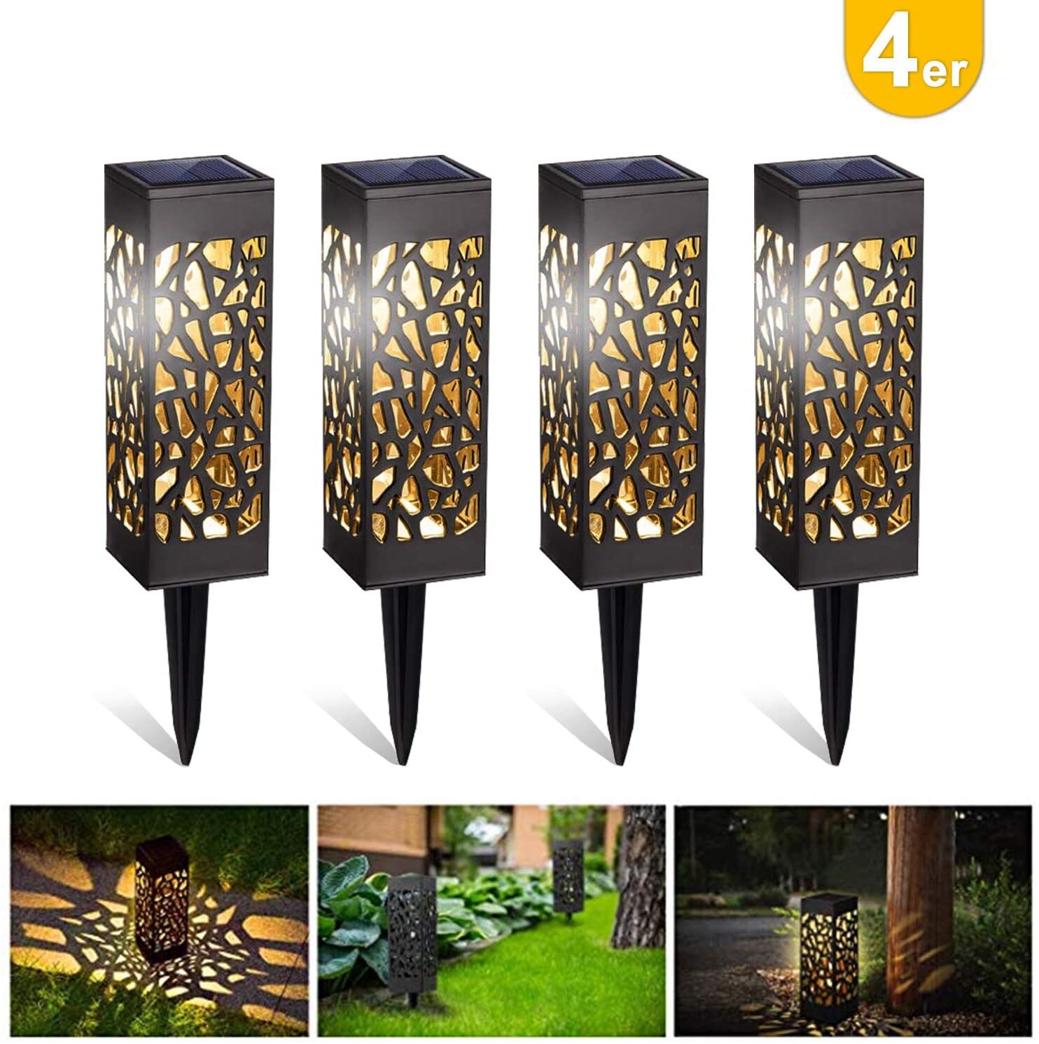 4x Led Lampada Solare Da Giardino Auenlamp Illuminazione Luci Lanterna Ebay