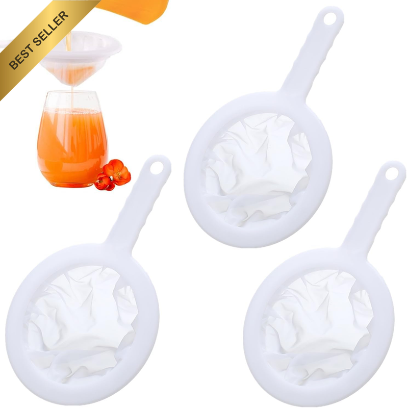 3Pc Fine Nylon Mesh Strainer Set 100/200/400 Mesh Food Yogurt Juice