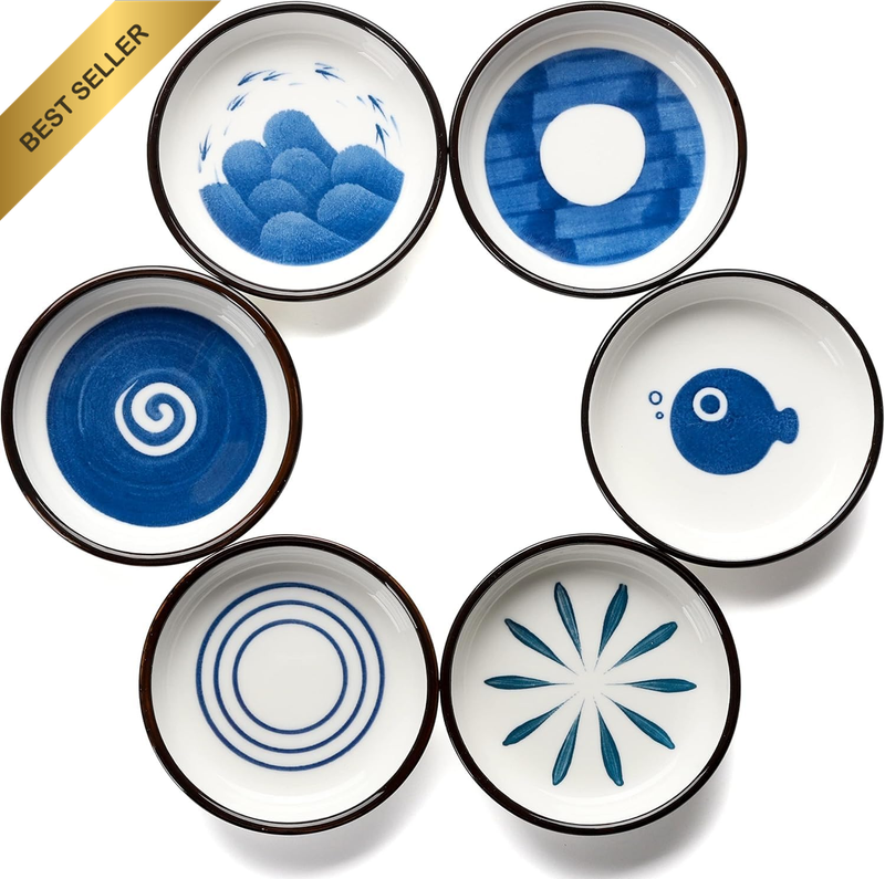 3.5 Inch Dipping Bowls Soy Sauce Dish Ceramic Set of 6,Japanese Style Ceramic Di