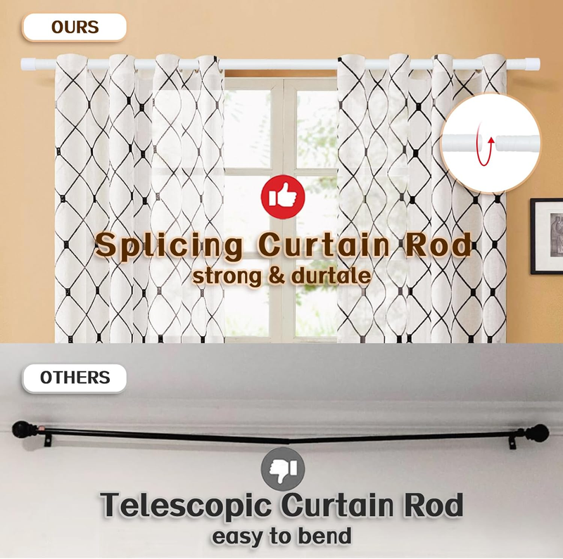 Matte White Heavy Duty Curtain Rods - 23 to 52 Inch, Set with Brackets