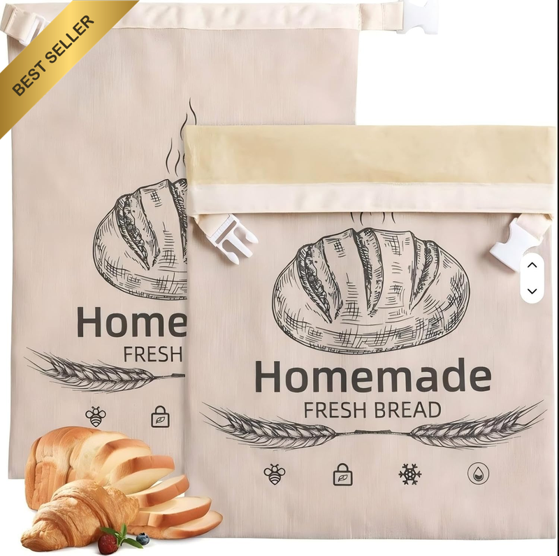 Beeswax Bread Bag 43X32Cm,Keep Loaves Fresh Longer | Premium Linen Weave, Natura