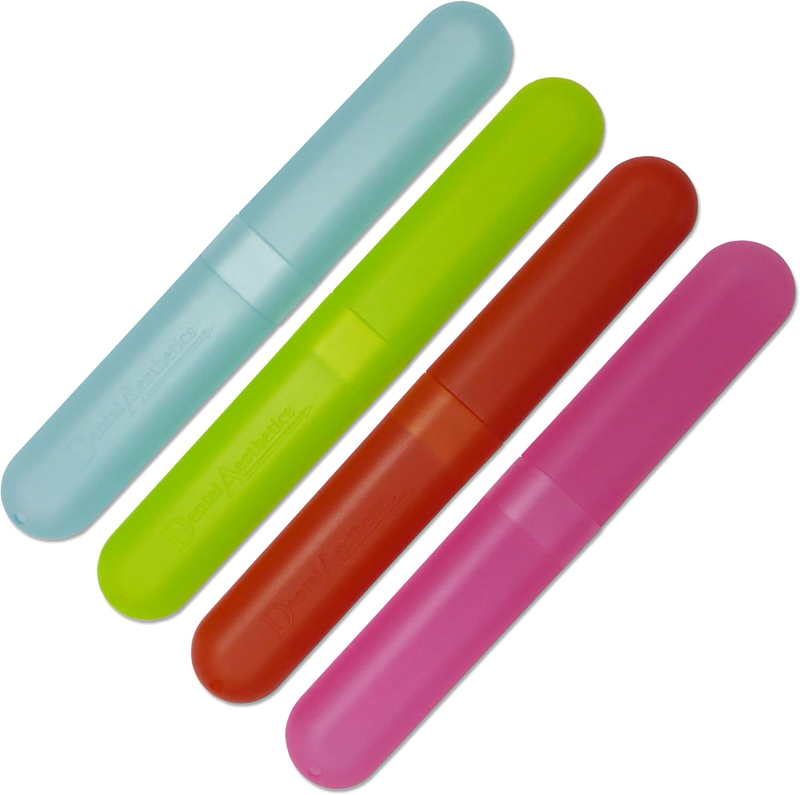 4 X Toothbrush Case Travel Cover   Plastic Holder, Store Clean Brushes on Holida