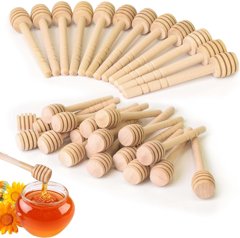 48Pcs Honey Dipper Stick, Wooden Honey Comb Wand for Honey Jar, 10.5Cm Small Hon