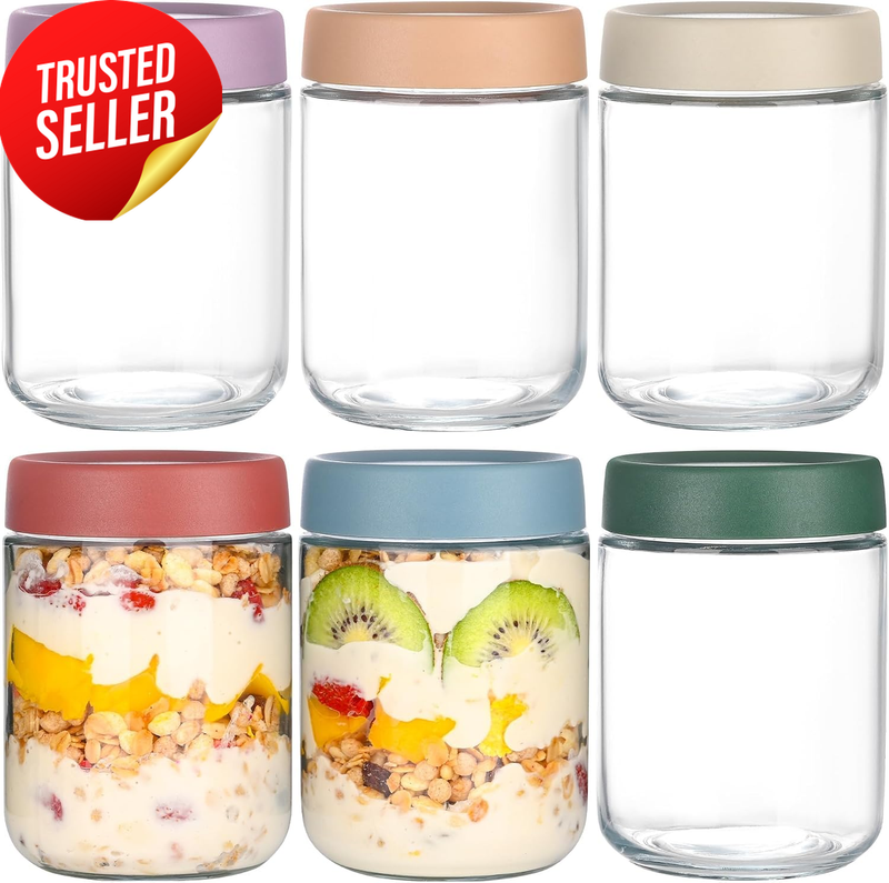 Overnight Oats Containers 6-Pack 500ml Wide Mouth