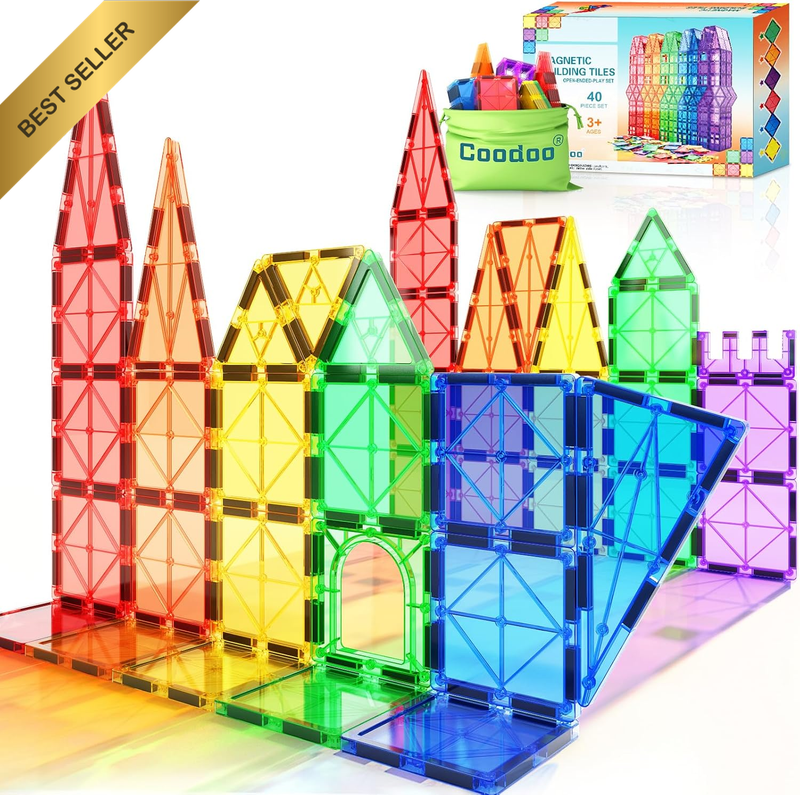 Magnetic Tiles Kids STEM Building Blocks Montessori Sensory Toys Ages 3+