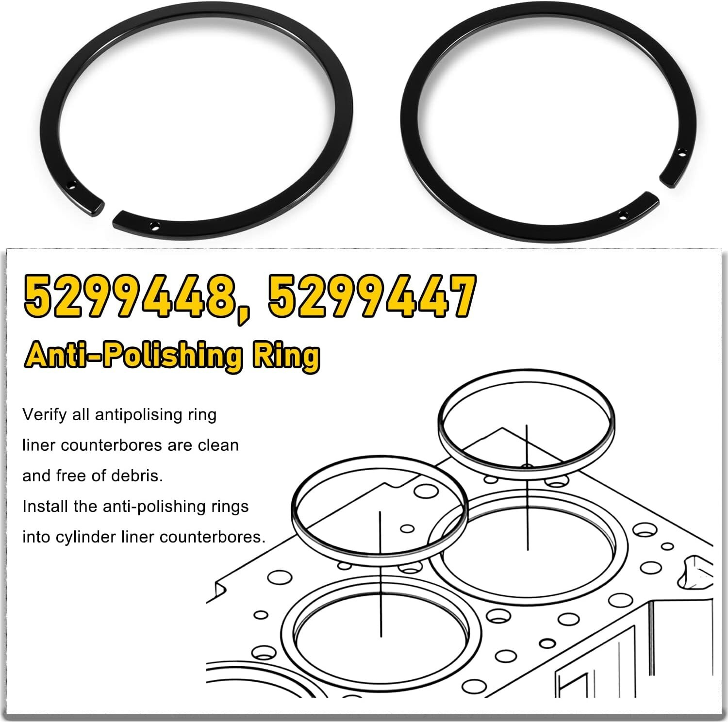 for Cummins ISX Piston Ring Compressor Adapter and Anti-Polishing Ring 5299339