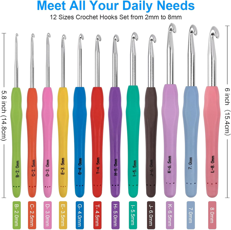 Crochet Hooks 12 Sizes Crochet Hook Set, 51 Pack Yarn Crochet Kit for Beginners,