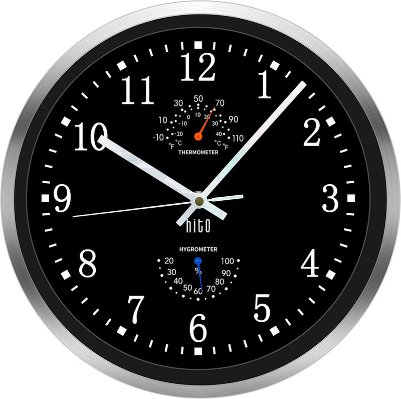 Silent Wall Clock Battery Operated Non Ticking Glas Cover Living Room White 10''