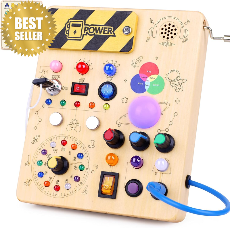 Busy Board,Montessori Toys for 1-3 Year Old Boys & Girls,Travel Educational Lear