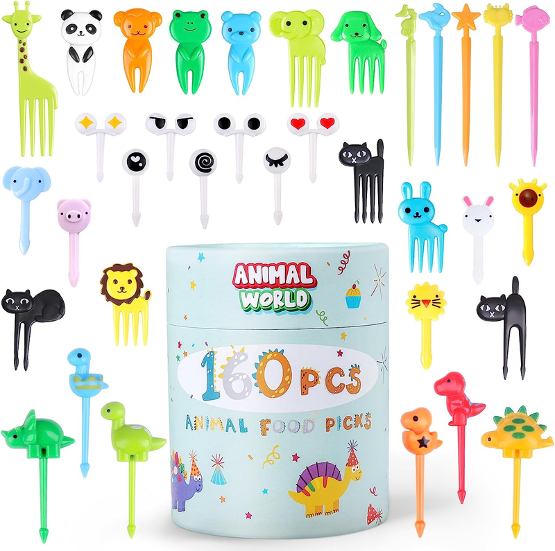160PCS Food Picks for Kids with Storage Box, Kids Lunch Acce