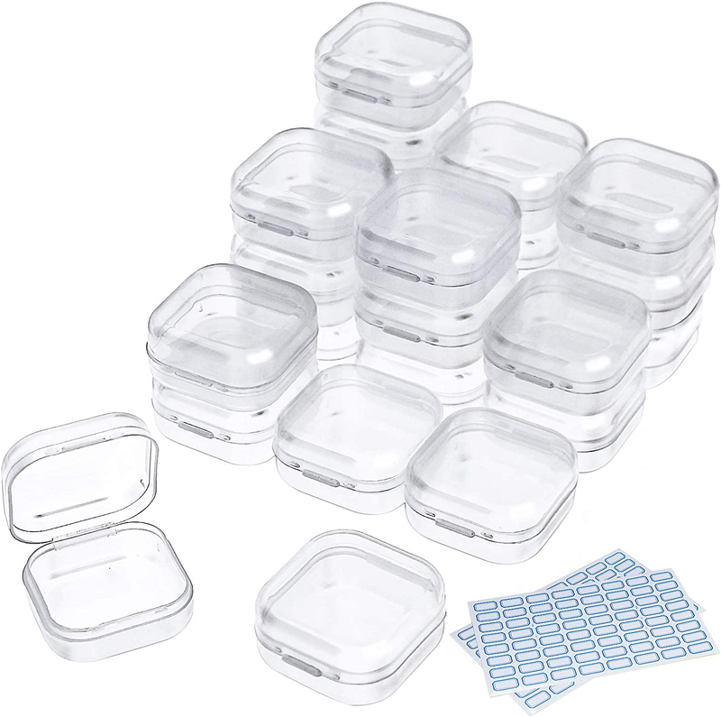 S With Lids 24 Packs Plastic Box Clear Small Storage