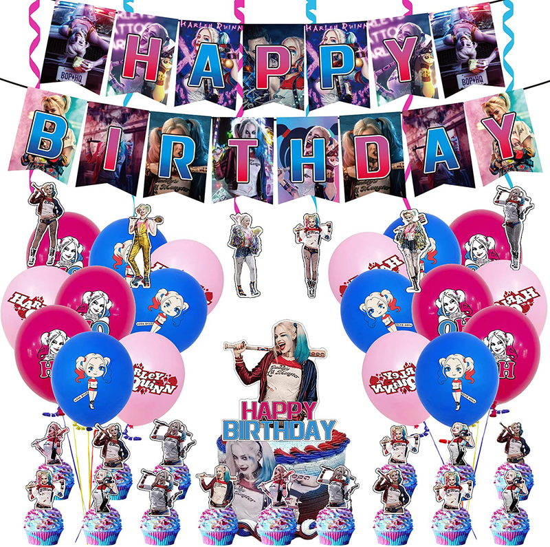 Harly Quinn Party Supplies Harly Quinn Birthday Decorations Include Birthday Ban
