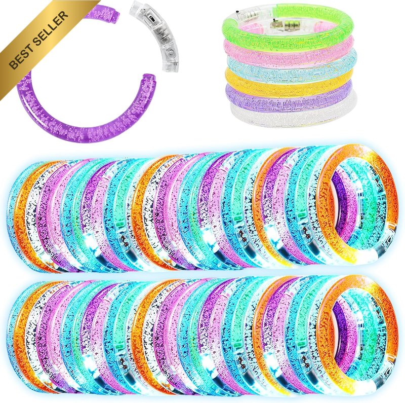 60Pcs Glow in the Dark Party Supplies for Kids/Adults, Flashing Light up Toys LE