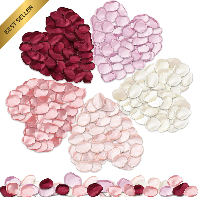 250 Pcs Silk Rose Petals, 5 Colors Fake Rose Petals, Artificial Flower Petal Tab