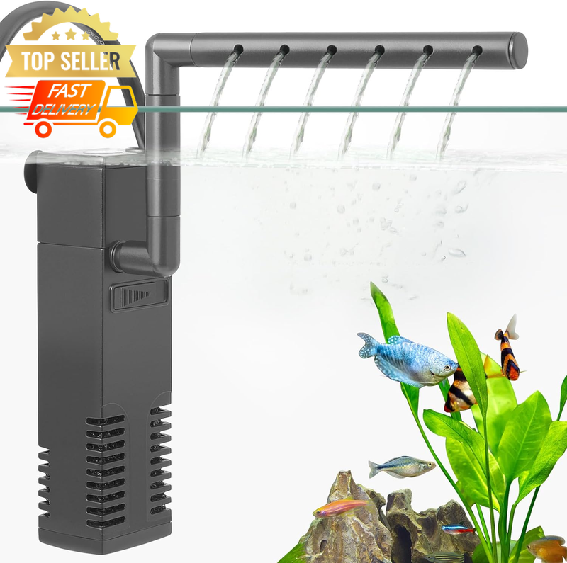 Submersible Aquarium Filter Pump for 3-40L Fish Turtle Tank 150L Capacity