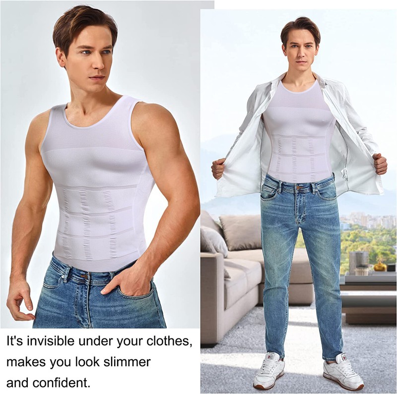 Men Compression Shirts Sleeveless Body Shaper Base Layer Slimming Tank Top Vest