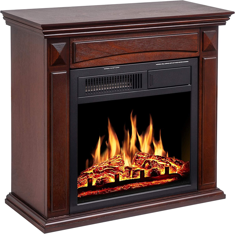 Electric Fireplace Mantel Package Wooden Surround Firebox TV Stand Free Standing