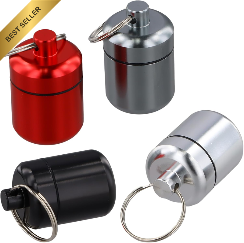 4 Pcs Waterproof Pill Keyring Holder, Mini Pill Case, Small Pill Container, Port