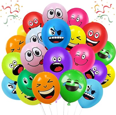 Palloncini Colorati in Lattice 12" - 60pz Emoji Smile | Festa Compleanno Eventi