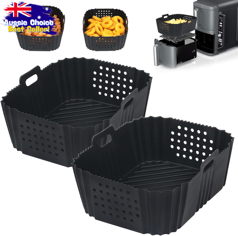 Ninja XL Air Fryer Liners 2PCS, 9.5L Silicone Accessories with Side Cut-Outs